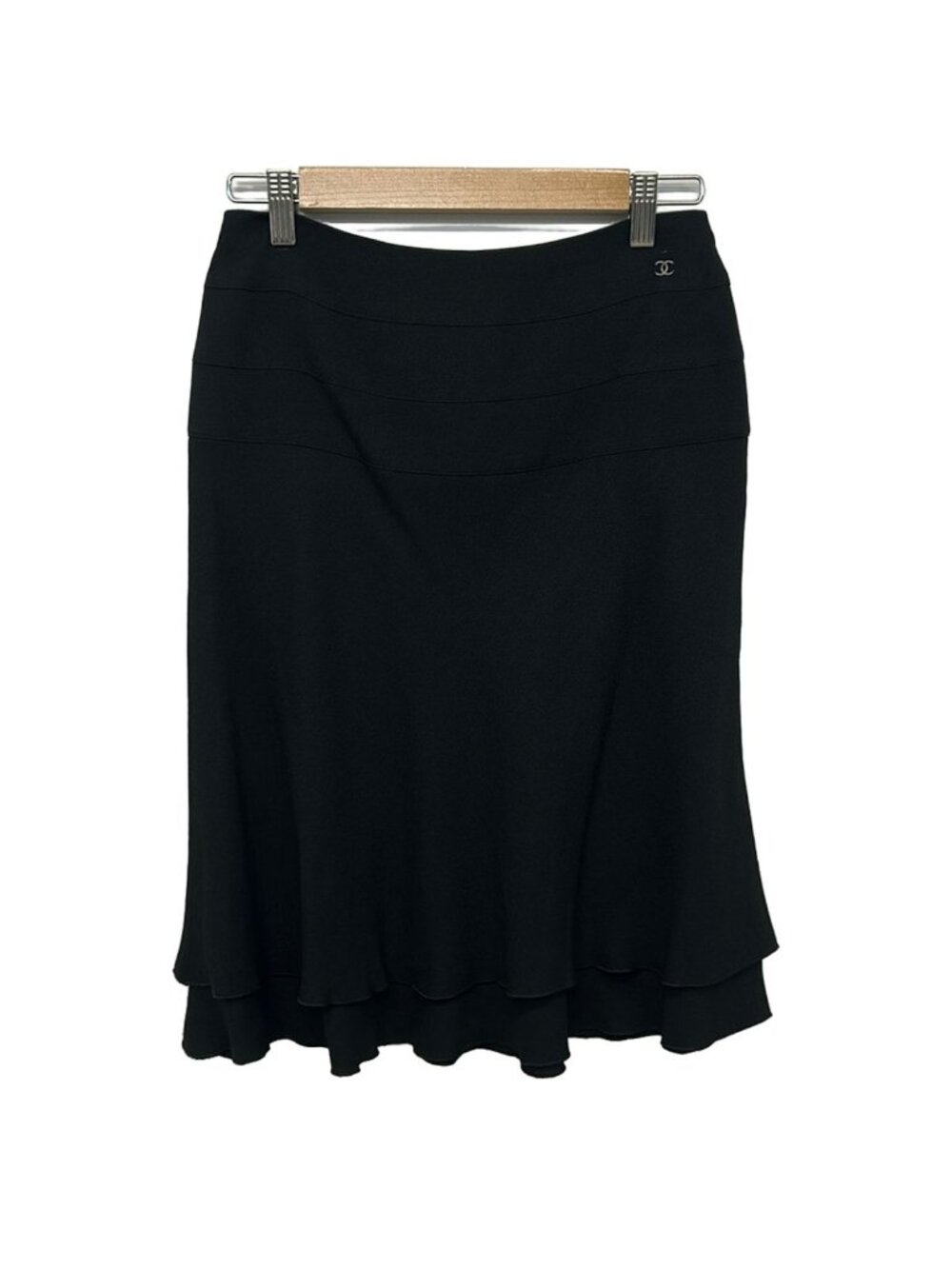 Chanel Skirt S Black Layered 36